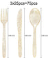 75 Pieces Gold Plastic Silverware- Party Flatware Set-Heavyweight Plastic Cutlery- Includes 25 Forks, 25 Spoons, 25 Knives