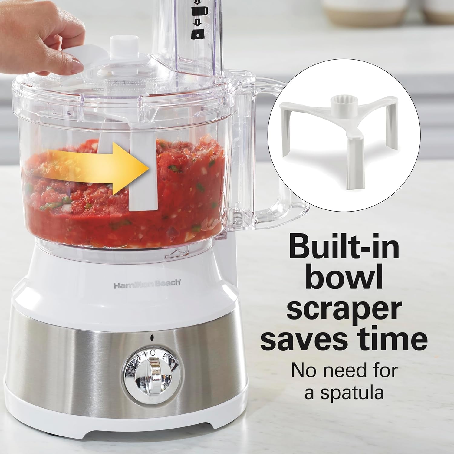 Food Processor & Vegetable Chopper for Slicing, Shredding, Mincing, and Puree, 10 Cups + Easy Clean Bowl Scraper, White and Stainless Steel (70733)