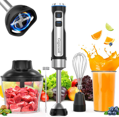 Immersion Blender 5 in 1 Hand Blender, Electric Blender Max 1000W Heavy Duty Motor, 21 Speed & Turbo Mode Handheld Blender, Milk Frother, Egg Whisk, 800Ml Beaker, 600Ml Chopper Stainless Steel Blades