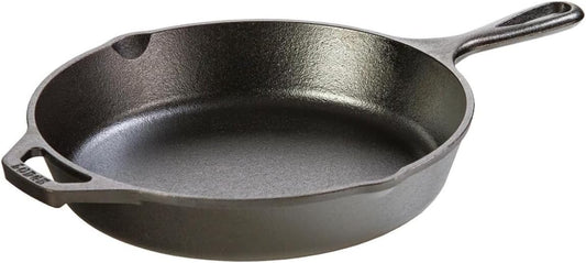 10.25 Inch Cast Iron Pre-Seasoned Skillet – Signature Teardrop Handle - Use in the Oven, on the Stove, on the Grill, or over a Campfire, Black