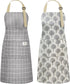 2 Pack Kitchen Cooking Aprons, Adjustable Bib Soft Chef Apron with 2 Pockets for Men Women(Black/Brown Stripes)