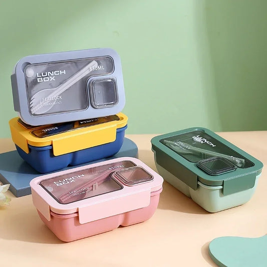 1Pcs Lunch Box Portable Lunch Bags for Children School Office Bento Box with Tableware Complete Kit Microwavable Heating