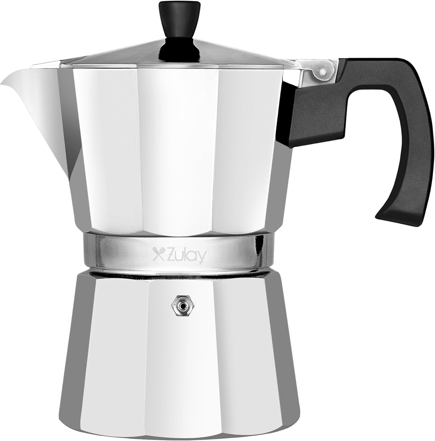 Zulay Premium Moka Pot Espresso - Leak-Proof Stovetop Espresso Maker - Perfect for Authentic Cuban & Italian Style Espresso - Makes 3 Espresso Cups - Silver