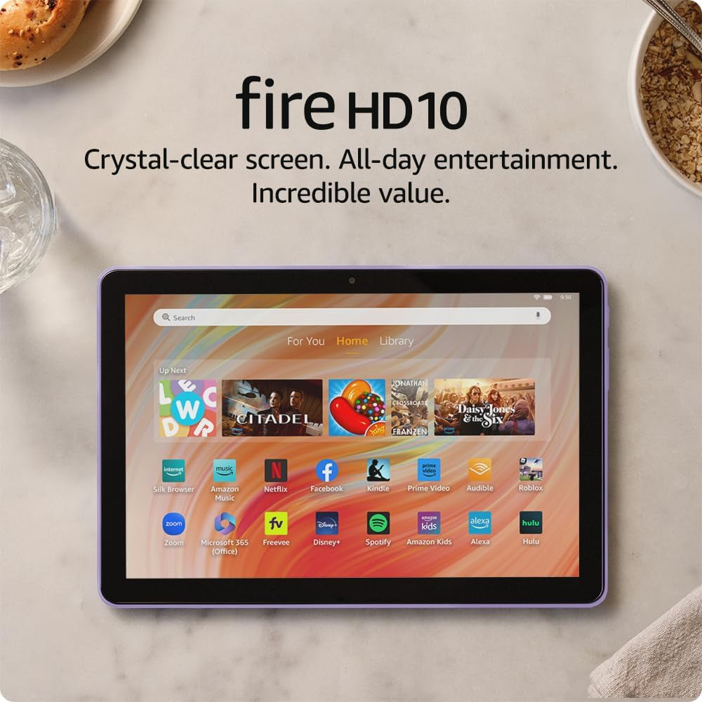 Fire HD 10 Tablet (Newest Model) Built for Relaxation, 10.1" Vibrant Full HD Screen, Octa-Core Processor, 3 GB RAM, 32 GB, Lilac