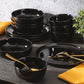 Oslo 12-Piece Porcelain Chip and Scratch Resistant Dinnerware Set, Black,Service for 4