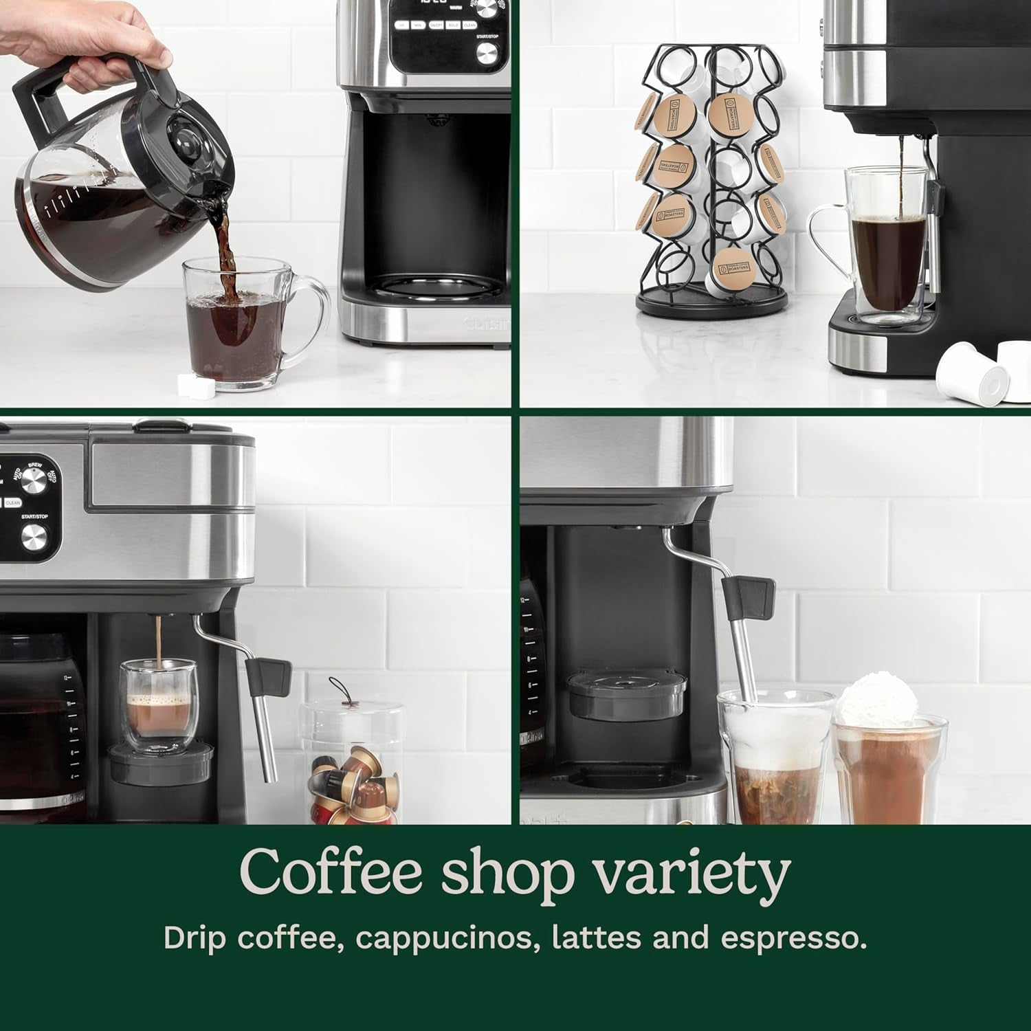 Coffeemaker, Coffee Center Barista Bar 4-In-1 Coffee Machine, Single-Serve Coffee, Espresso & Nespresso Capsule Compatible, 12-Cup Carafe, Black, SS-4N1