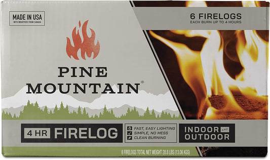 Traditional 4-Hour Firelog, 6 Logs Long Burning Firelog for Campfire, Fireplace, Fire Pit, Indoor and Outdoor Use