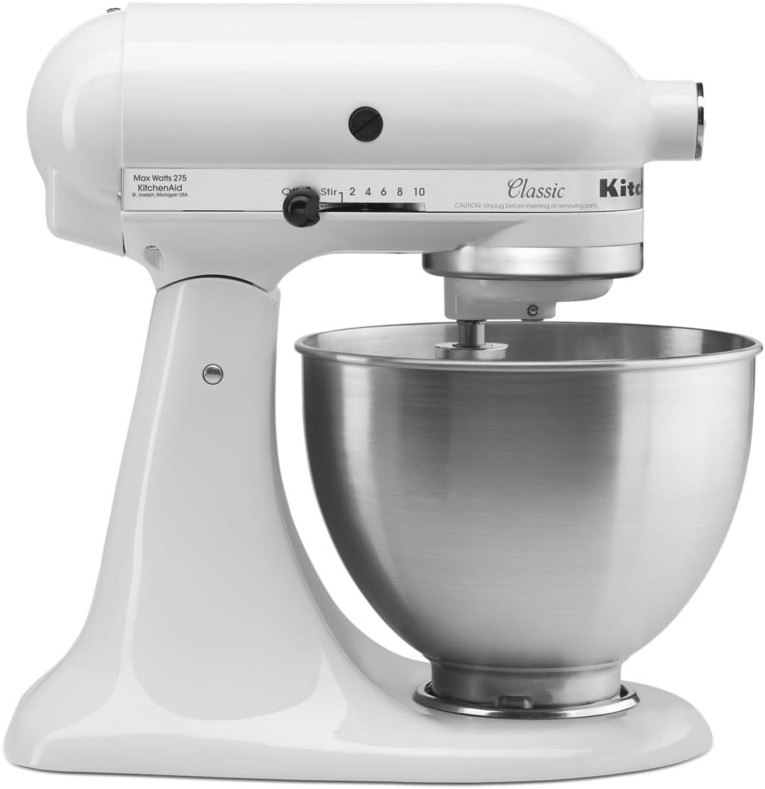 Classic Series 4.5 Quart Tilt-Head Stand Mixer K45SS, White & 5 Cup Food Chopper - KFC0516, Contour Silver