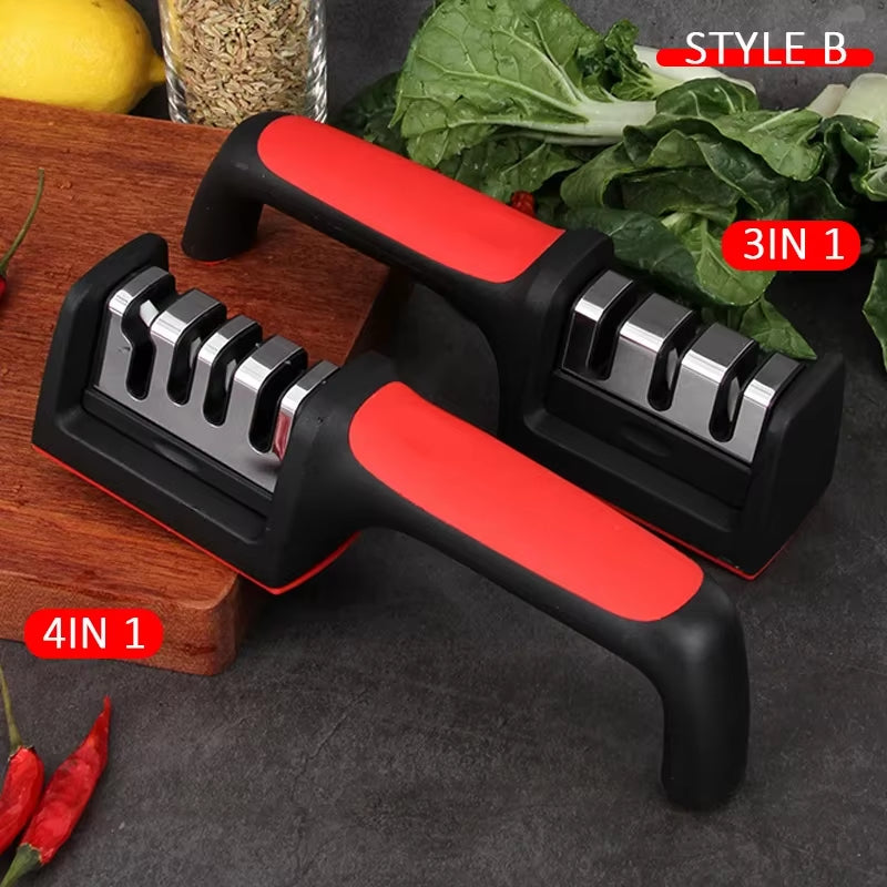 3/4-Segment Kitchen Knives Sharpener Household Multi-Functional Hand-Held Black Sharpening Stone Sharp Knife Sharpeners Tools