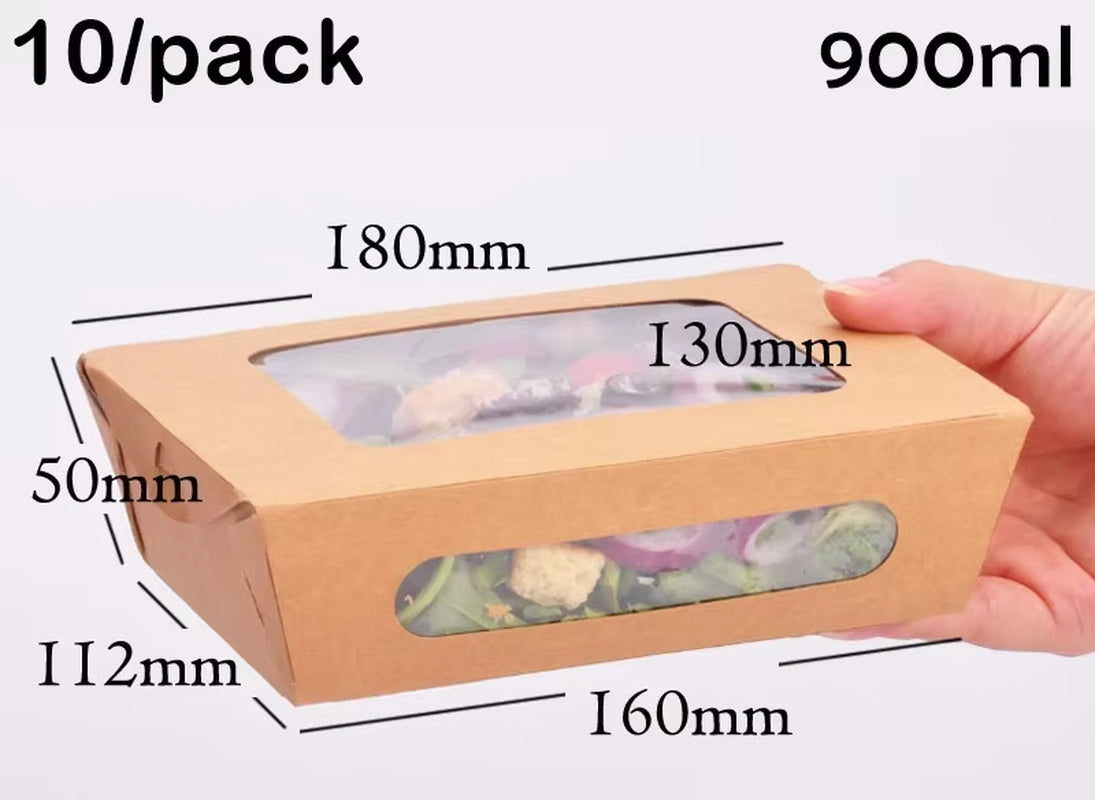 10 Pieces X Home Restaurant Catering Supplie, Kraft Paper Take Out Food Lunch Box to Go Containers