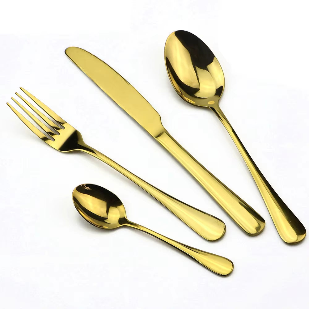 Colorful Rainbow Dinnerware Set Stainless Steel Cutlery Set 1/4 Pcs Black Knife Fork Set Tableware Gold Silver Western Food Set