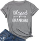 Blessed Grandma Shirt Funny Cute Graphic Tees Women Letter Print T-Shirt Casual Short Sleeve Tops