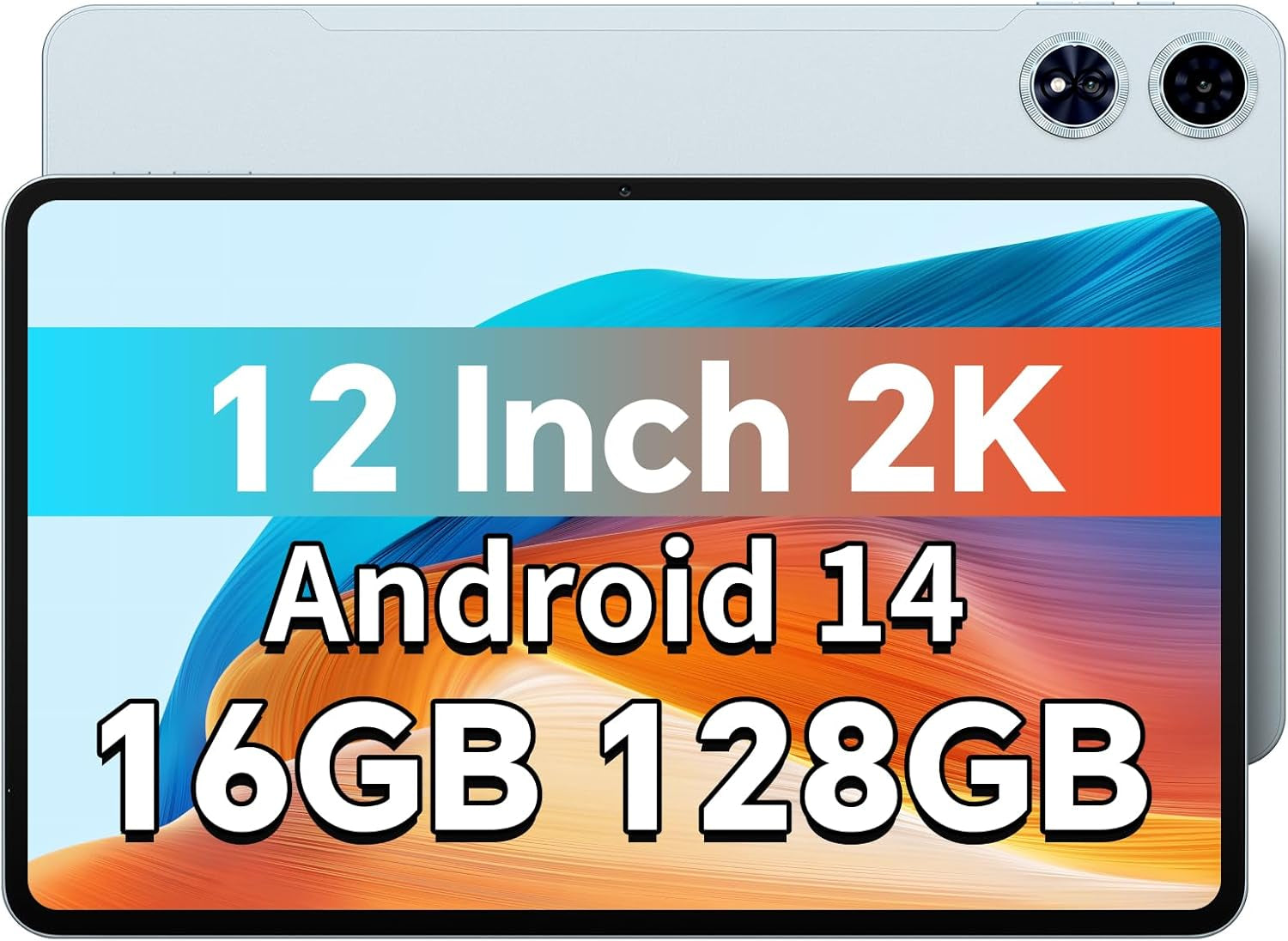 Tablet 12 Inch Android 14 Tablets, T60Plus with 128GB Storage(Expand to 1TB), 2000 * 1200 2K IPS Screen, 90Hz Refresh Rate, G88 8-Core CPU 2.0Ghz, 8000Mah, 5G Wifi+4G LTE, Gps,Gaming Tablet