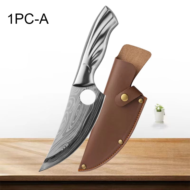 Professional Kitchen Knives Stainless Steel Forged Boning and Chopping Knife Sharp Meat Cleaver BBQ Cooking Tools Fruit Peeler