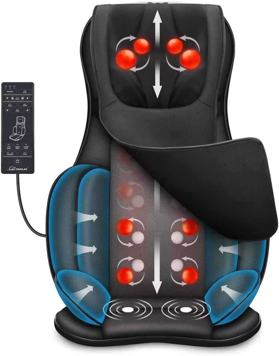 Neck and Back Massager with Heat, Full Body Massage Chair Pad with Compression, Shiatsu Kneading Seat Portable, Seat Massager