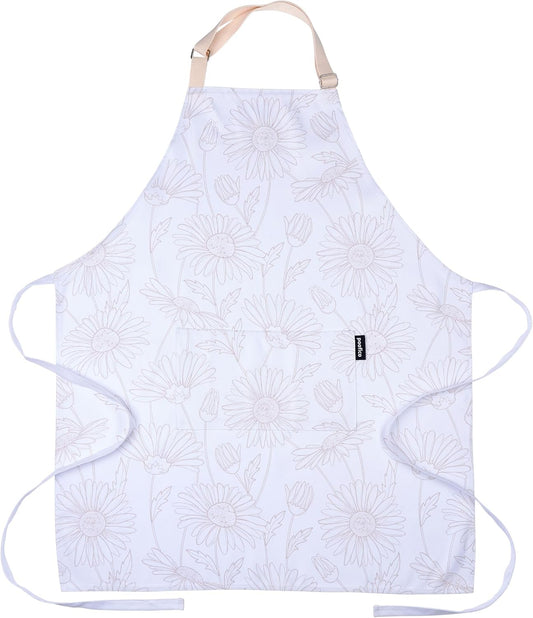 Premium Adjustable Waterproof Aprons for Women with Pockets | Poly-Cotton Cute Apron for Kitchen, Cooking & Baking