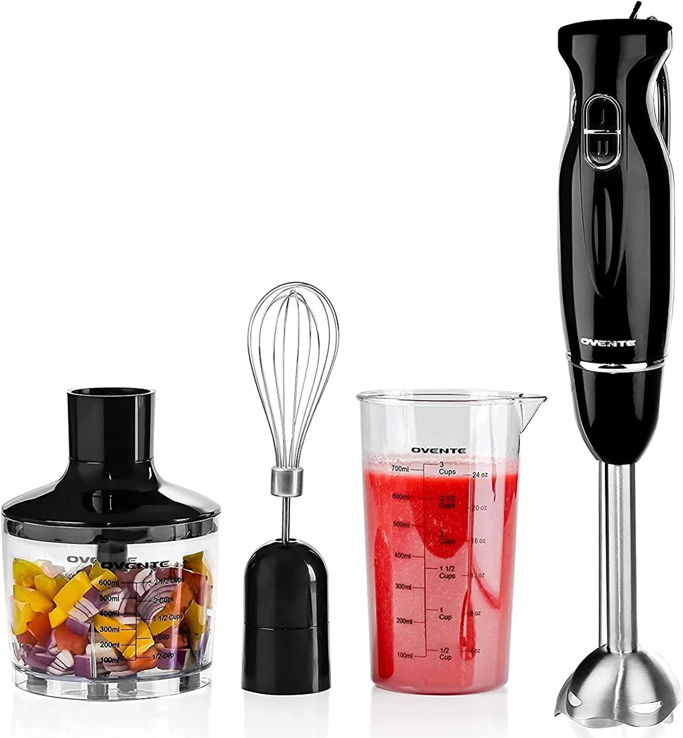 Electric Immersion Hand Blender 300 Watt 2 Mixing Speed with Stainless Steel Blades, Powerful Portable Easy Control Grip Stick Mixer Perfect for Smoothies, Puree Baby Food & Soup, Black HS560B