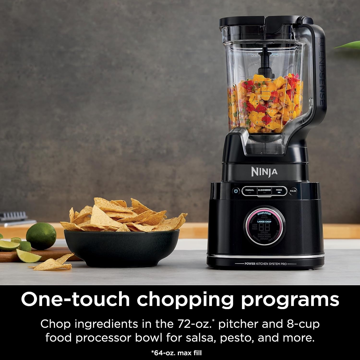 TB401 Detect Kitchen System Power Blender + Processor Pro, Blendsense Technology, Blender, Chopping & Smoothies, 1800 Peak Watts, 72 Oz. Pitcher, 64 Oz. Food Processor, 24 Oz. To-Go Cup, Black