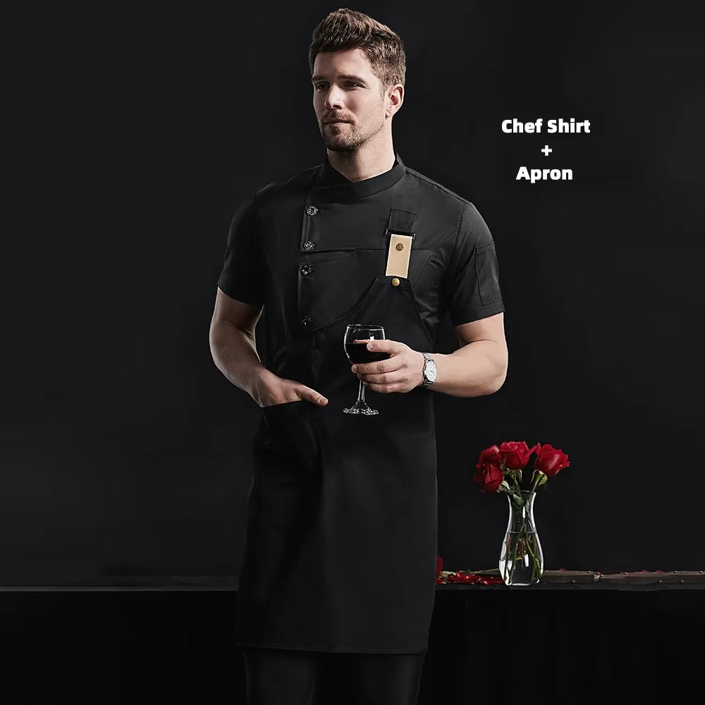 Kitchen Jacket Catering Uniform Short Sleeve Chef Clothes Hotel Waitress Restaurant Workwear Bakery Sushi Chef Coat Cooker Shirt