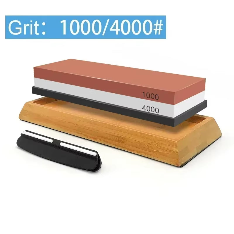 1-7Pcs Sharpening Stone Knife Sharpener Grit240-8000# Whetstone Professional Grindstone Set Wood Base Angle Guide Polishing Set