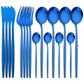 16Pcs Tableware Dinnerware Set Black Gold Cutlery Set Stainless Steel Fork Knife Teaspoon Dinner Silverware Kitchen Flatware Set