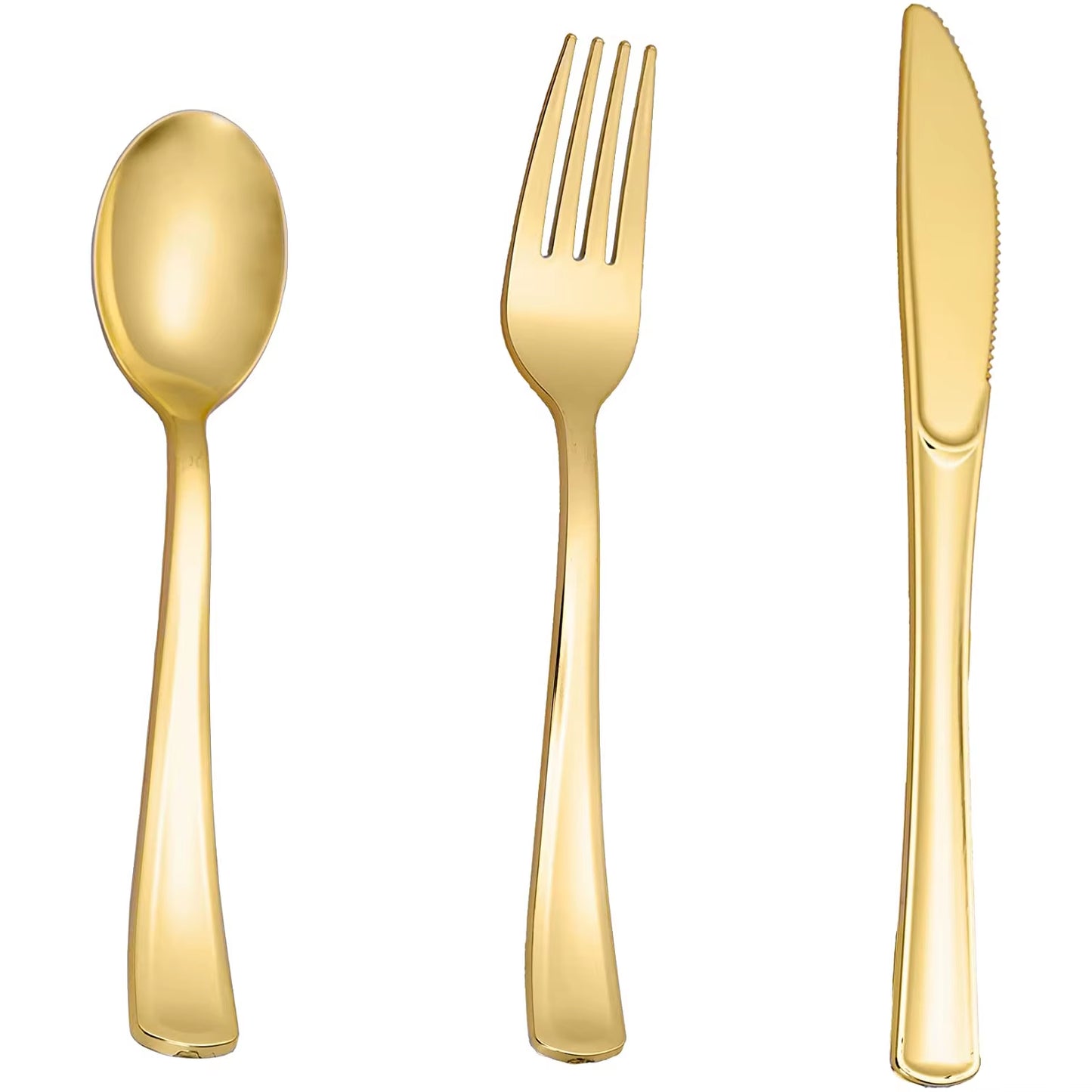 75 Pieces Gold Plastic Silverware- Party Flatware Set-Heavyweight Plastic Cutlery- Includes 25 Forks, 25 Spoons, 25 Knives