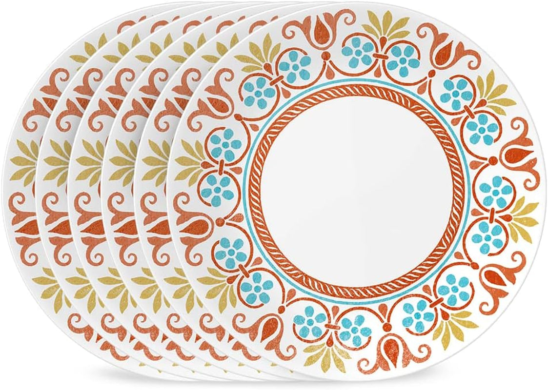 Global Collection Vitrelle Dinner Plates Set, Triple Layer Recycled Glass, Lightweight Eco-Friendly 10-1/4-In Plates Set, Terracotta Dreams (Pack of 6)