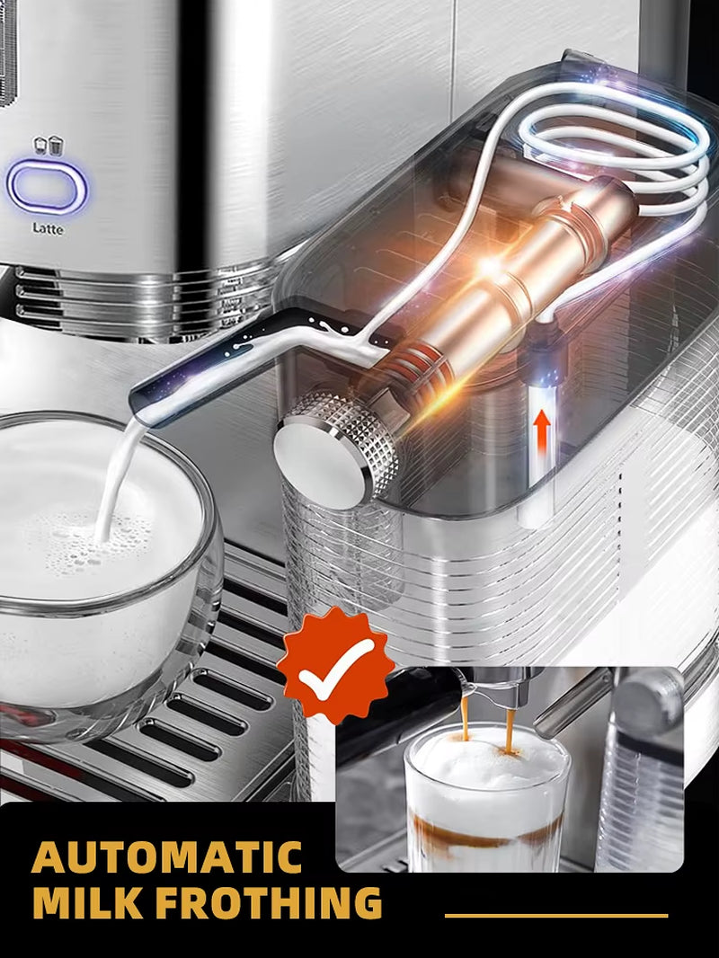 3In1 Automatic Coffee Machine Cafeteria Cappuccino Latte Espresso Maker Fully Automatic Milk Froth Stainless Steels