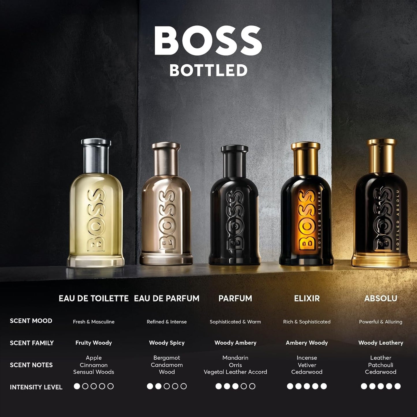 Hugo Boss Bottled Absolu Parfum Intense – Woody Men'S Cologne – with Notes of Leather Accord, Patchouli Essence & Cedarwood Essence – Luxury Perfumes for Men – Long Lasting Fragrance