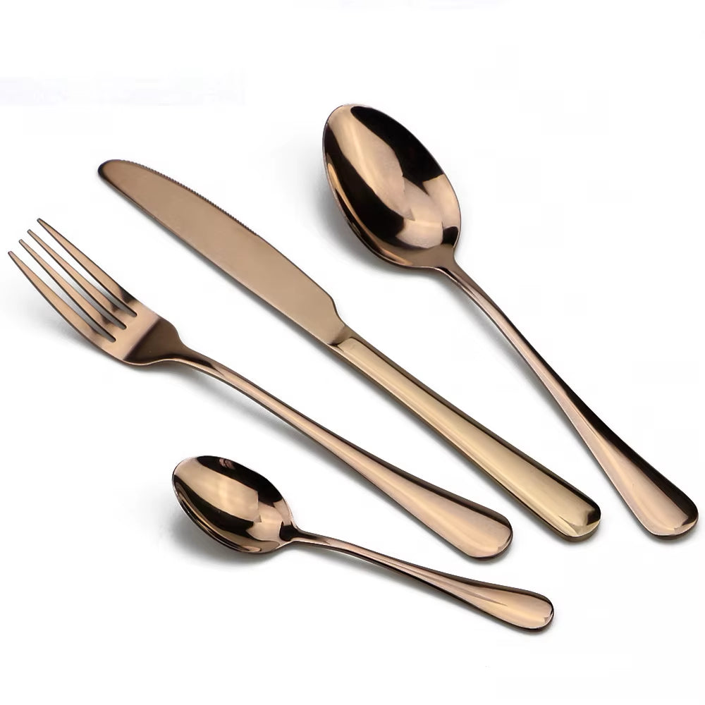 Colorful Rainbow Dinnerware Set Stainless Steel Cutlery Set 1/4 Pcs Black Knife Fork Set Tableware Gold Silver Western Food Set