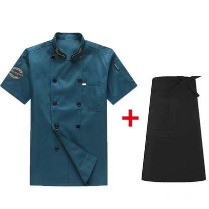 Unisex Chef Jacket Men and Women Short/Long Sleeve Cook Shirts Ear of Wheat Embroidery Restaurant Hotel Uniform