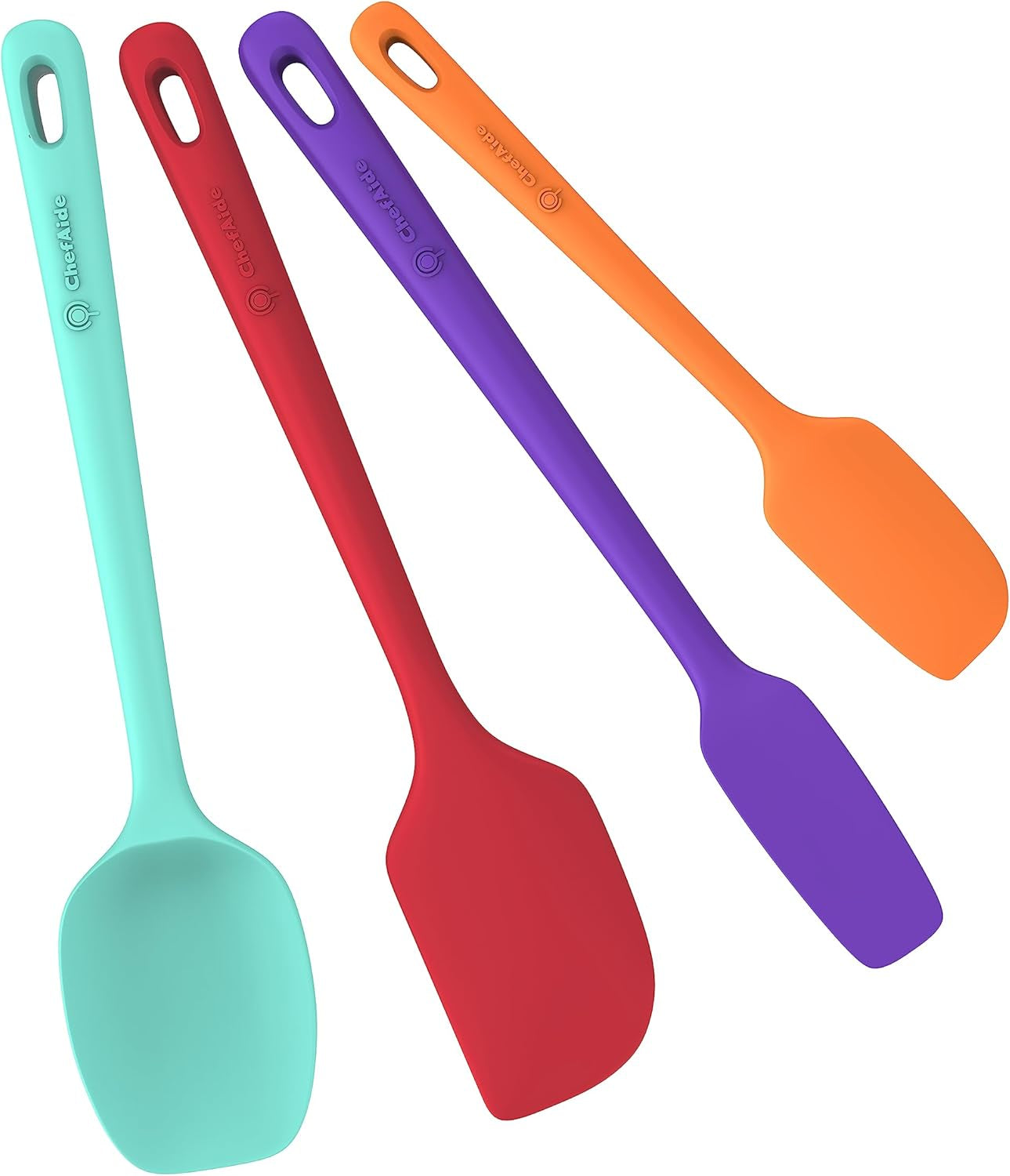 4 Pieces Silicone Spatula Set, Food Grade Rubber Spatula, Upgrade Strong Handle with Ergonomic Grip, Heat Resistant for Nonstick Cookware, Cooking