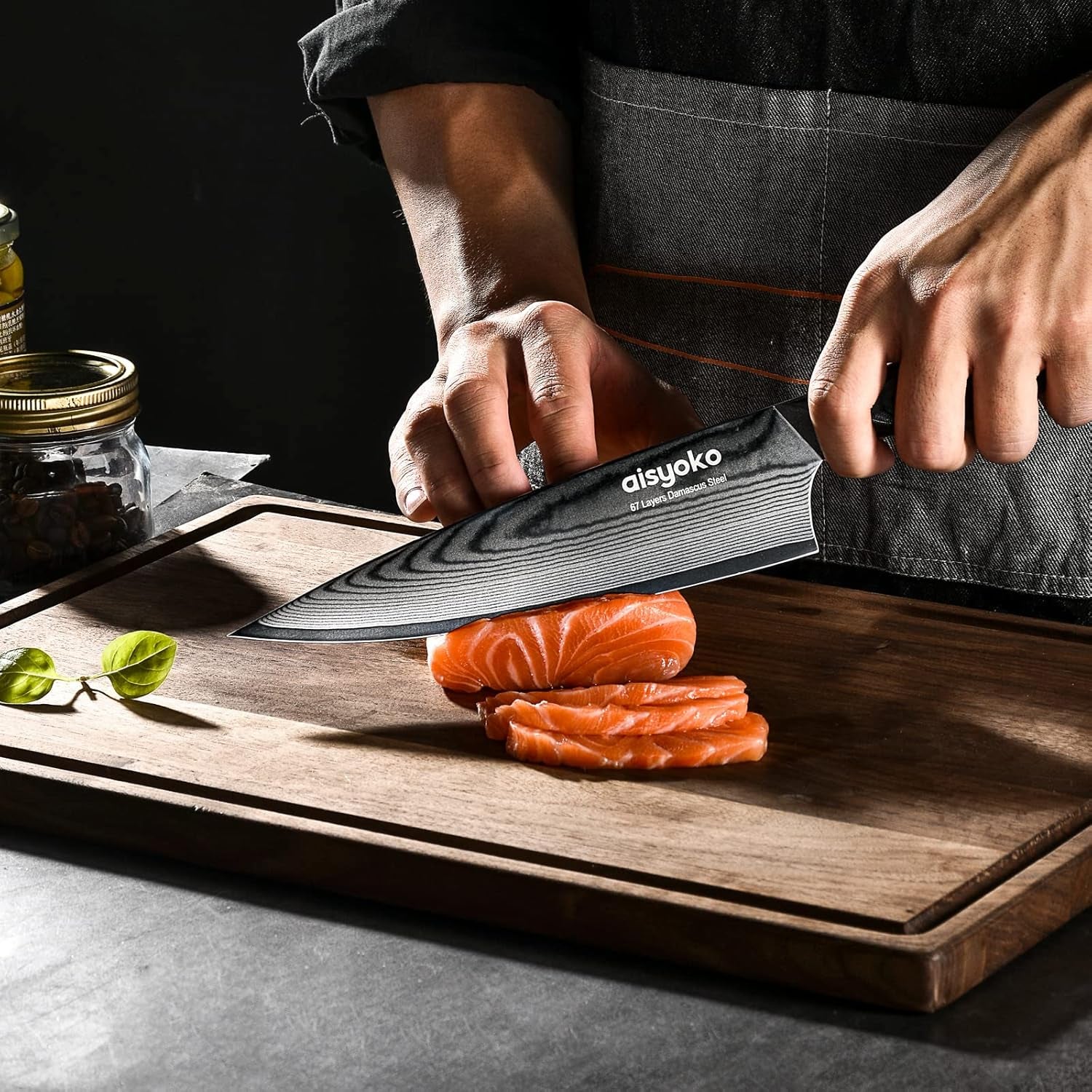 Damascus Chef Knife 8 Inch Sharp Kitchen Knife Japan VG-10 Stainless Steel Carbon Ultra Sharp Kitchen Cooking Knife, Ergonomic G10 Handle Deluxe Gift Box