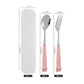 Portable Cartoon Tableware with Case Kitchen Utensils Reusable Flatware Silverware Include Fork Spoon for Children