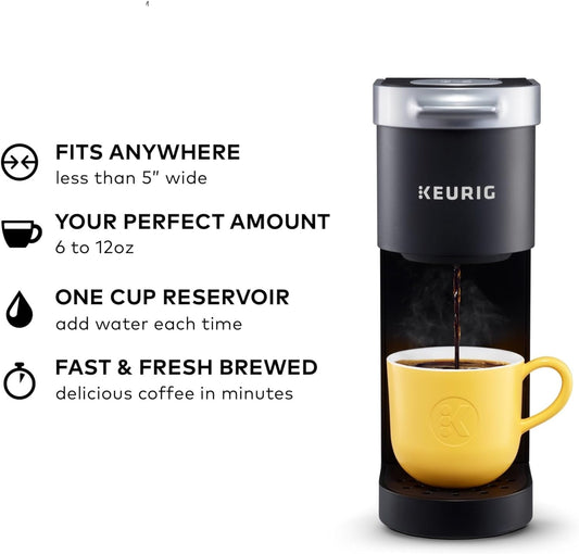 K-Mini Single Serve K-Cup Pod Coffee Maker, 6 to 12Oz Brew Size, with Cord Storage, Perfect for Small Spaces, Black