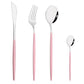 Pink Silver Stainless Steel Dinnerware Set Fork Knife Soup Ice Spoon Cutlery Set Western Flatware Kitchen Silverware Set