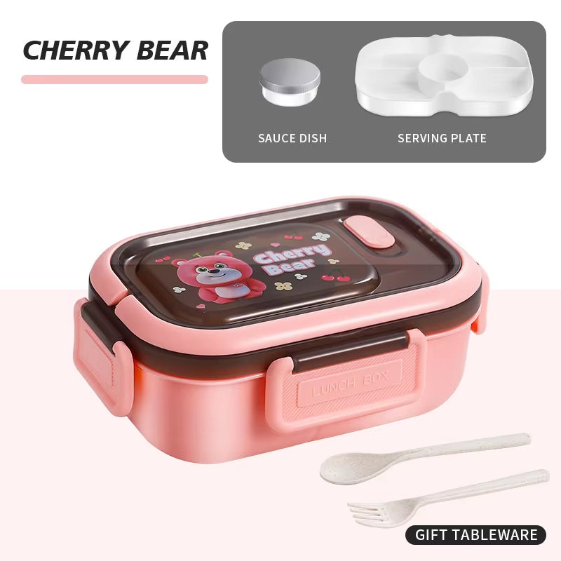 1200ML Double Layer Lunch Box Portable Compartment Salah Fruit Food Box Microwave Lunch Fork and Spoon Picnic Fresh Box