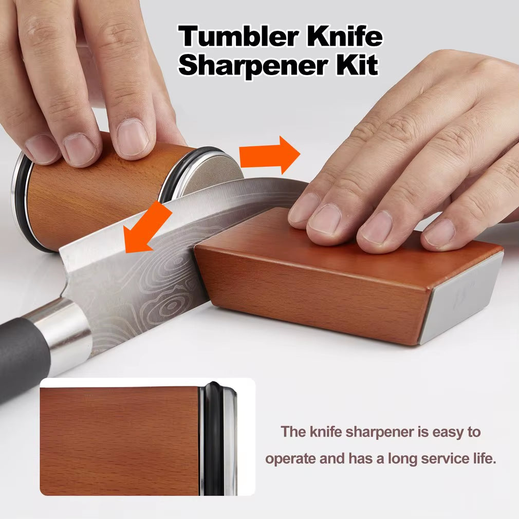 Rolling Knife Sharpener for Straight Edge Roller Knife Sharpening with Industry Diamonds Chef Knife Set