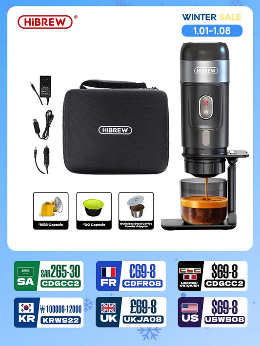 Portable Coffee Machine for Car & Home,Dc12V Expresso Coffee Maker Fit Nexpresso Dolce Pod Capsule Coffee Powder H4A