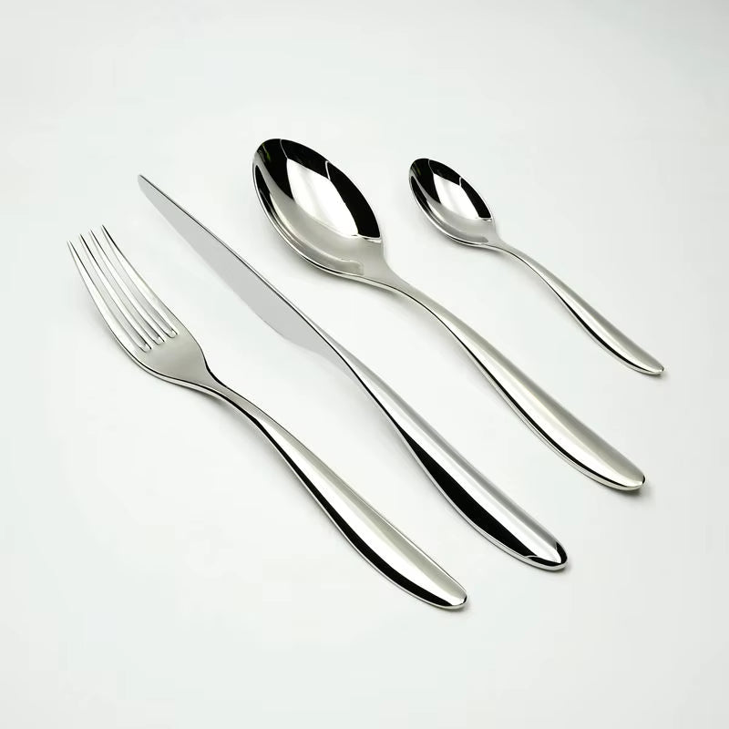 24 PCS Cutlery Set Silver Dinner Set Classic Restaurant Stainless Steel Kitchen Wedding Dining Dinnerware Tableware