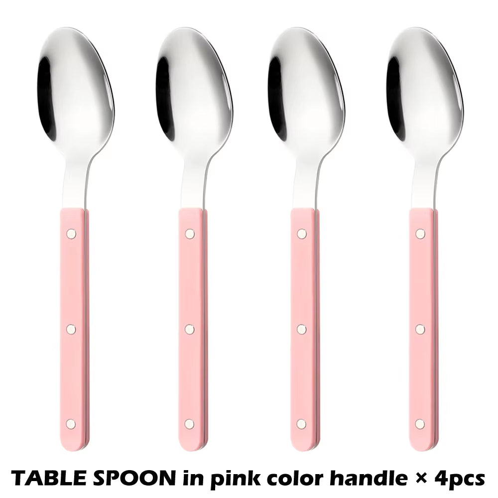 Fashionable Design Top Mirror Polishing Cutlery Sets Stainless Steel 18/8(304) ABS Handle with Rivets Silverware Set for Kitchen