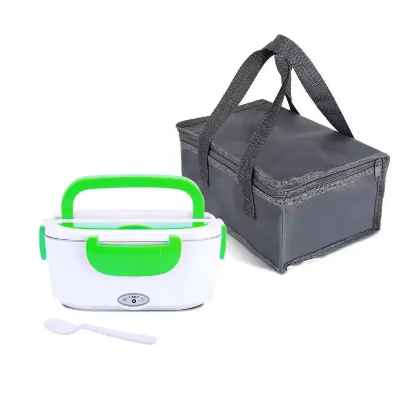 2-In-1 Electric Heating Lunch Box Car + Home 12V 220/110V Portable Stainless Steel Liner Bento Lunchbox Food Container Bento Box