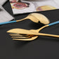 16Pcs Green Gold Dinnerware Stainless Steel Cutlery Set Knife Fork Tea Spoon Dinner Flatware Set Kitchen Silverware Tableware