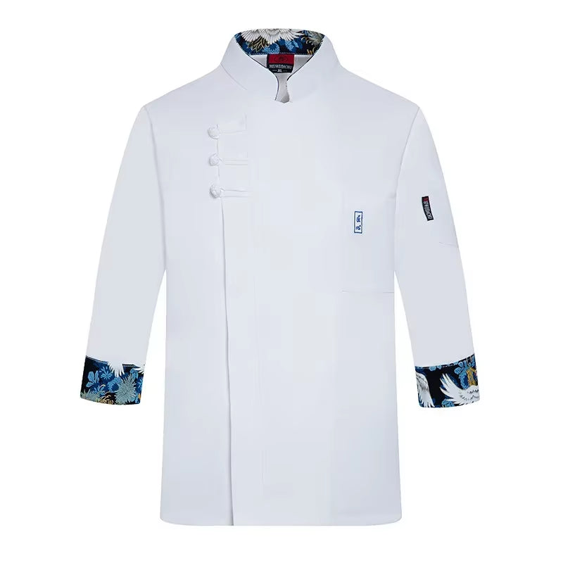 Chef Uniform Jacket Men Women 3/4 Sleeve Kitchen Cook Coat Waiter Shirt