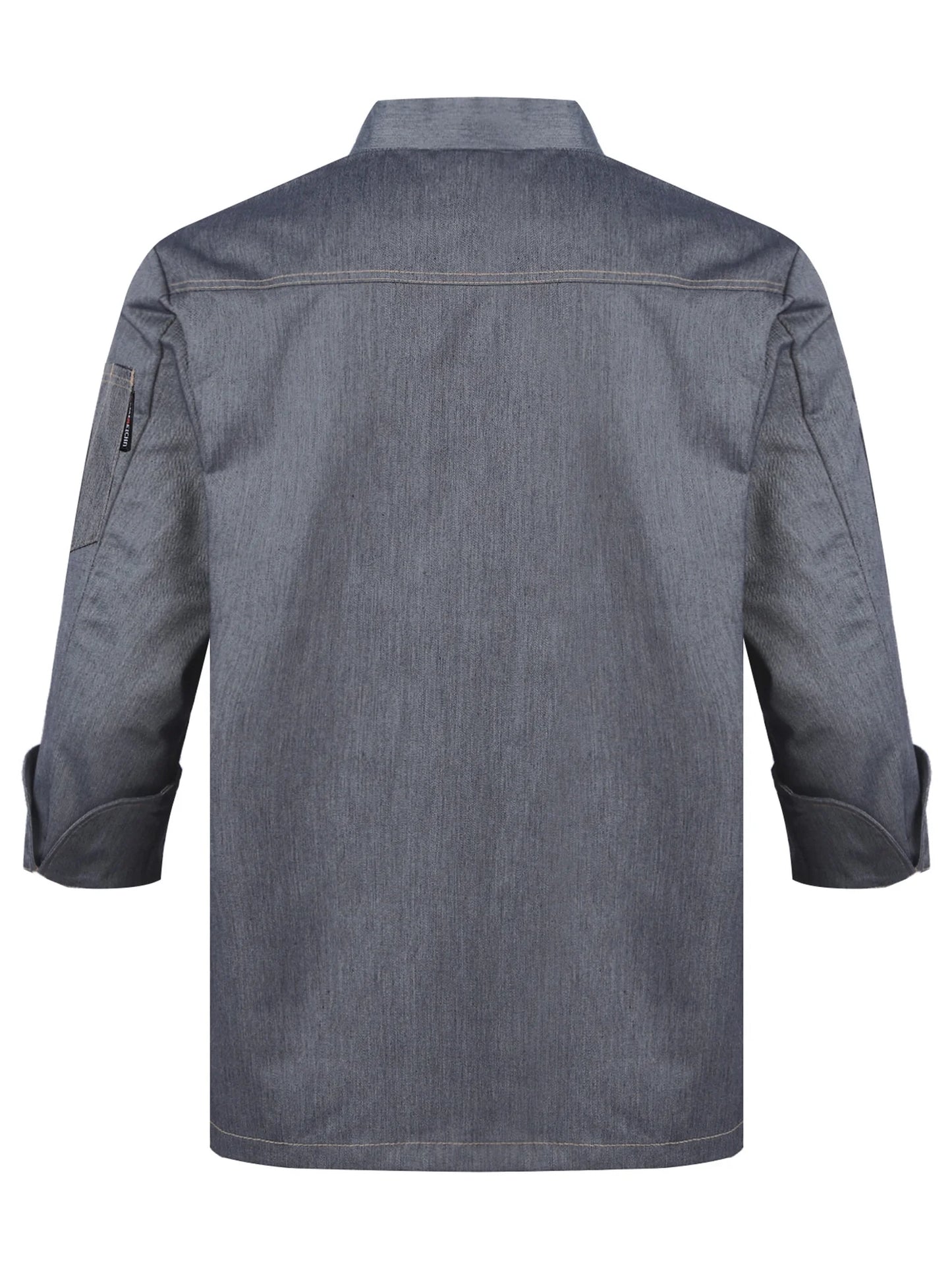 Unisex Men Women Breathable Chef Jacket Cooking Coats Canteen Work Chef Coat Uniform M-4XL Gray Long Sleeve 4XL