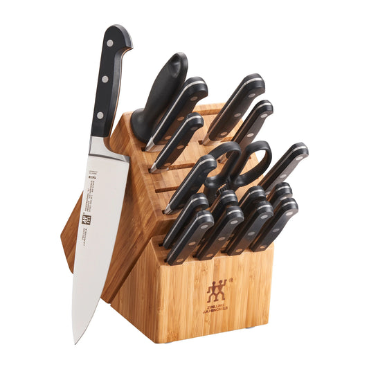 Professional S 18-Piece Knife Block Set, Chef Knife, Serrated Utility Knife, Steak Knife Set, Black - 18-Pc