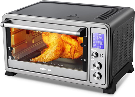 AC25CEW-SS Large 6-Slice Convection Toaster Oven Countertop, 10-In-One with Toast, Pizza and Rotisserie, 1500W, Stainless Steel, Includes 6 Accessories