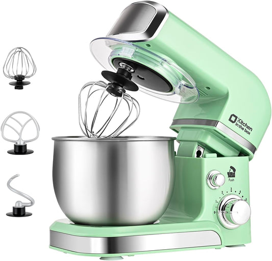 Stand Mixer,3.2Qt Mini Electric Food Mixer,6 Speeds Portable Lightweight Kitchen Mixer for Daily Use with Egg Whisk,Dough Hook,Flat Beater (Green)