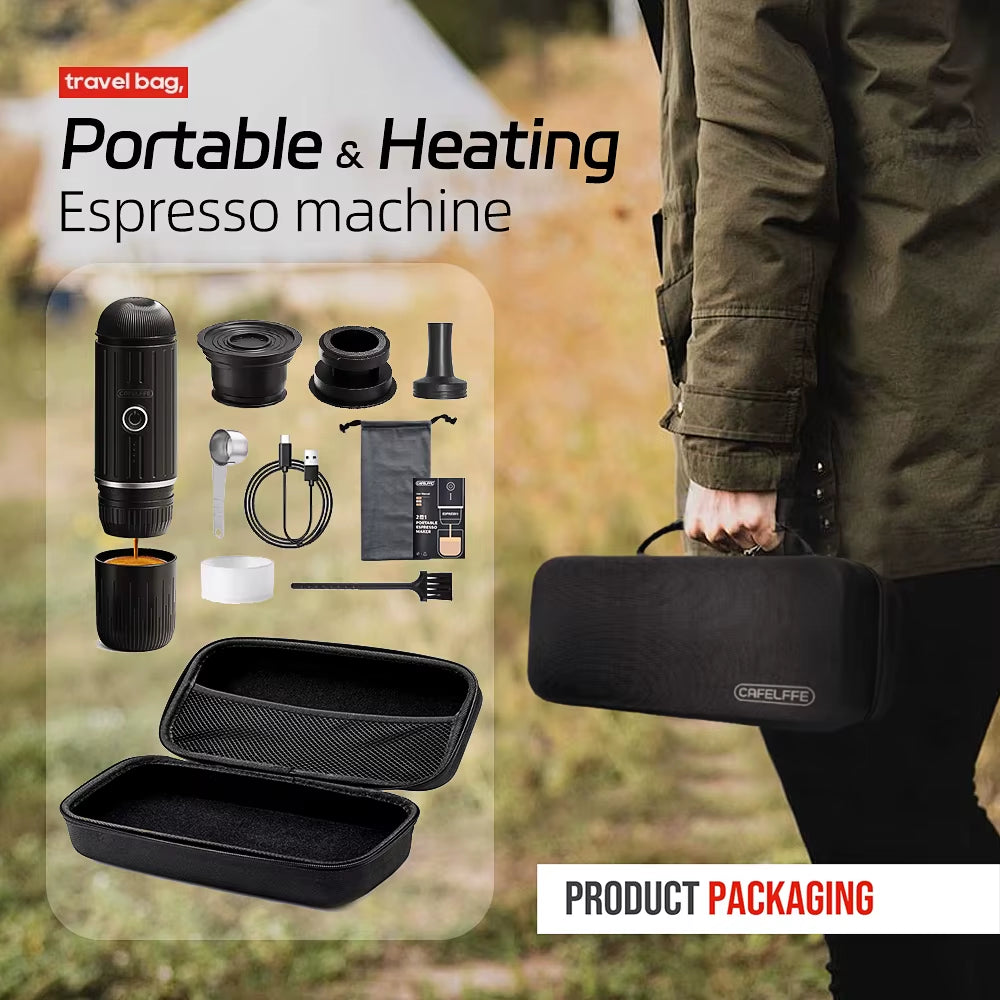 Outdoor Combination Wireless Electric Portable Espresso Machine,Coffee Gift Giving Camping Hiking Travel Bag Cafetera