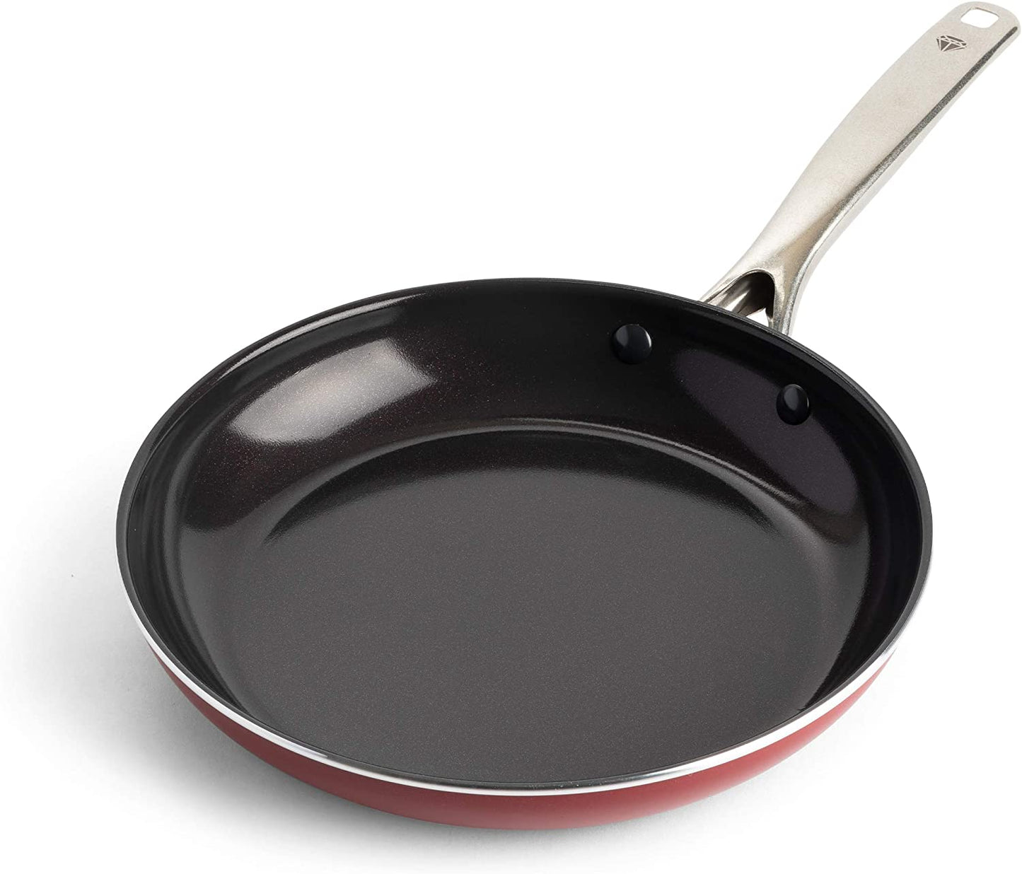 Frying Pan 8” Skillet, Diamond Infused Healthy Ceramic Nonstick, PFAS and Pfoa-Free, Dishwasher and Oven Safe, Even Heating, Metal Utensil Safe, Warp Control Base, Blue